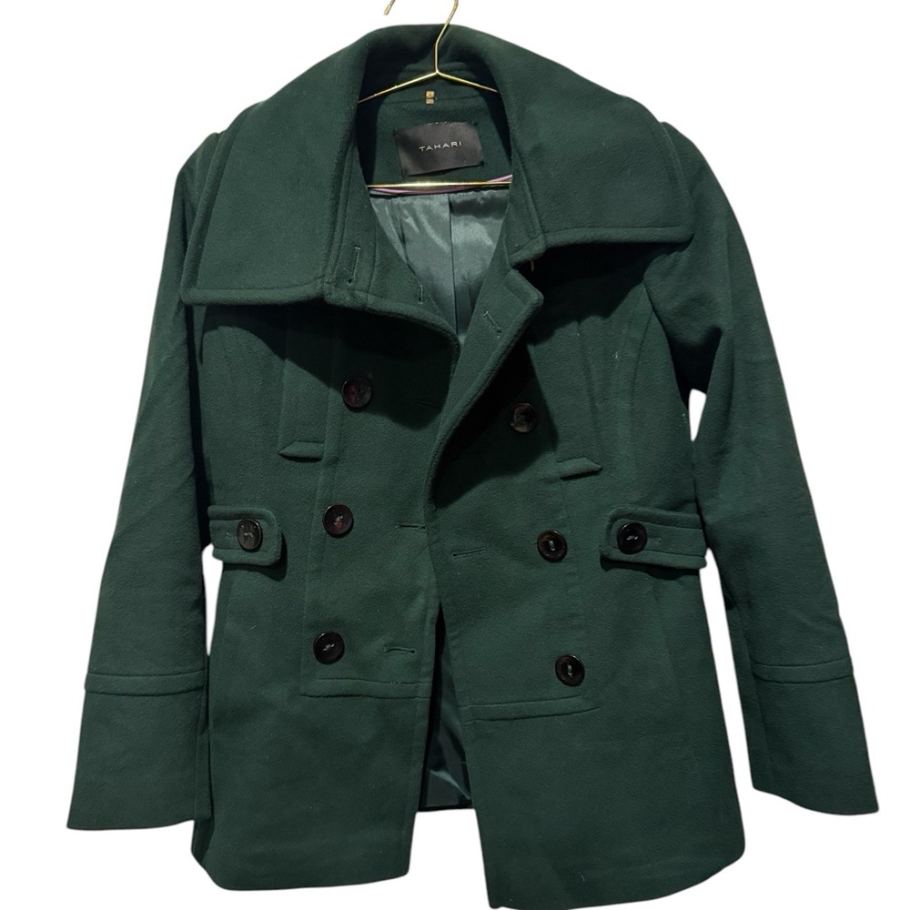 Tahari Women’s Coat Trench Double Breasted Pesto Green Size 2